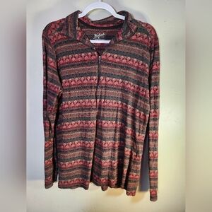 Woolrich 1/4 zip Long Sleeve Pullover Tribal Print 100% Cotton Sz XL